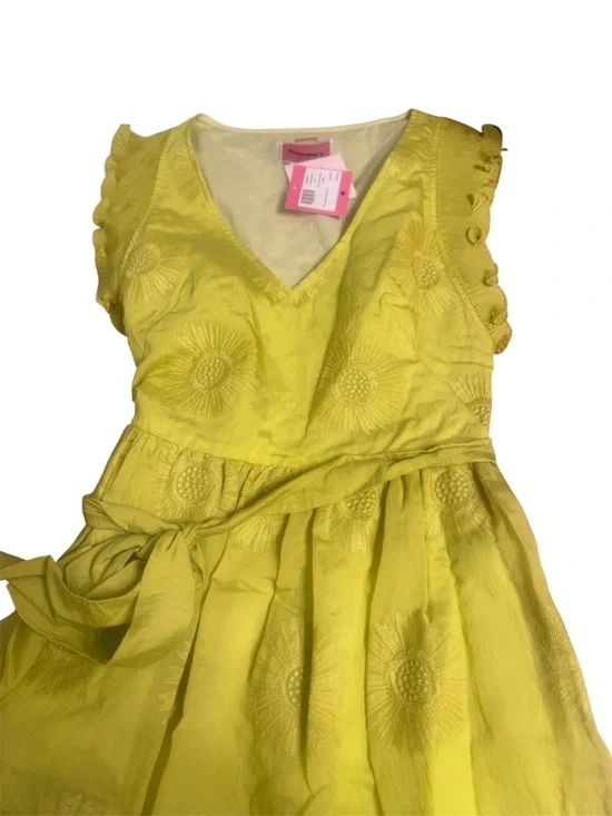 kate spade Lemon-Green Sleeveless V-Neck Maxi Dress with Tie Waist - Picture 2 of 5